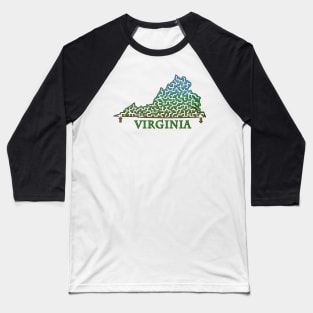 State of Virginia Colorful Maze Baseball T-Shirt